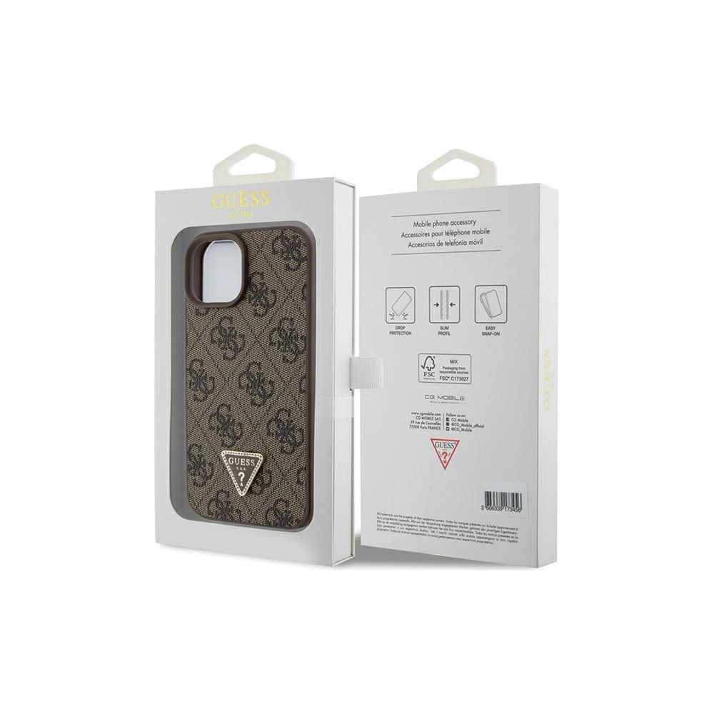 Hurtownia GSM - Etui Guess GUHCP15SP4TDPW Apple iPhone 15 hardcase Leather 4G Triangle Strass hnědý/brown - GUE2961 - {ean13} - Hurt
