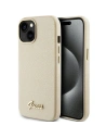Guess GUHCP15SPGMCSD Apple iPhone 15 hardcase Glitter Glossy Script light gold