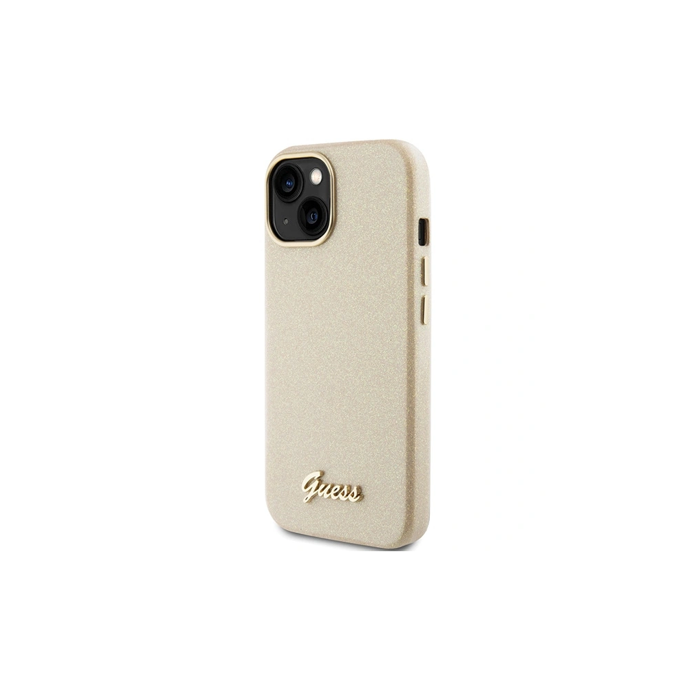 Wholesale Guess GUHCP15SPGMCSD Apple iPhone 15 hardcase Glitter Glossy Script light gold - GUE2962 - {ean13} - Hurt