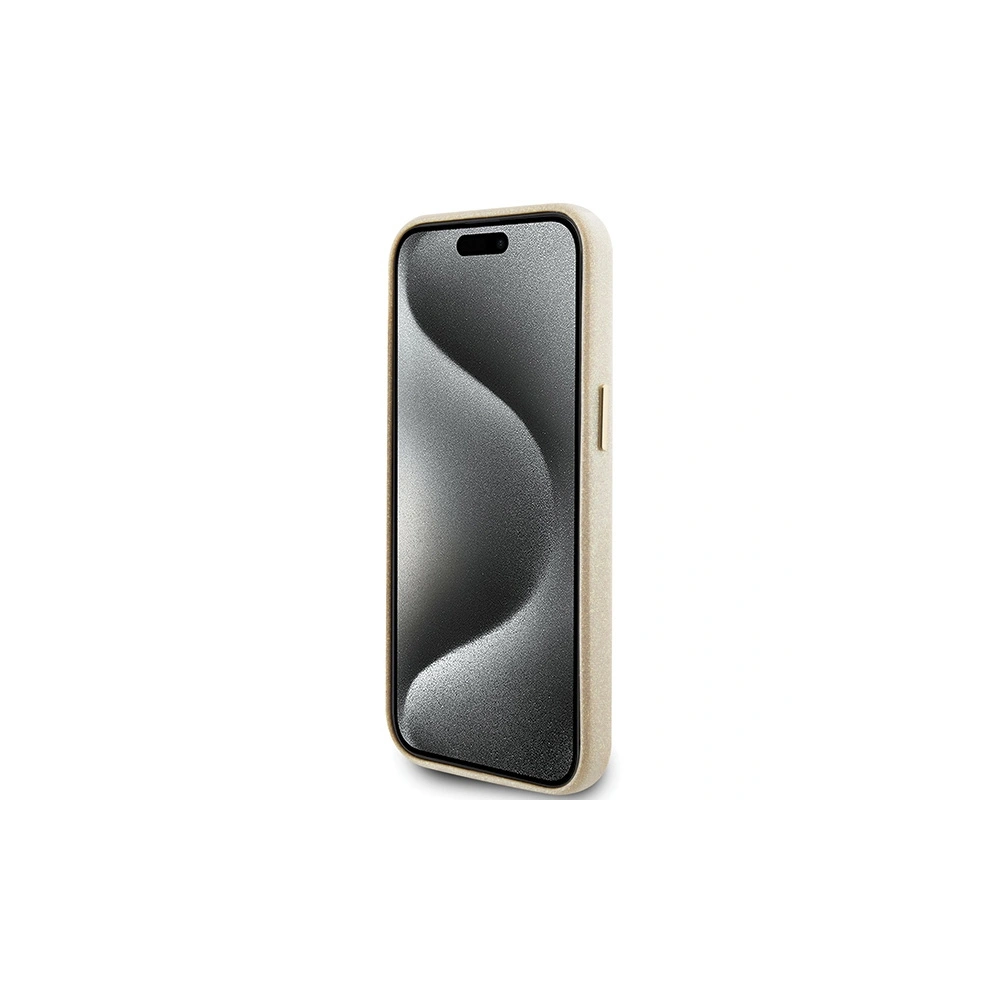 Wholesale Guess GUHCP15SPGMCSD Apple iPhone 15 hardcase Glitter Glossy Script light gold - GUE2962 - {ean13} - Hurt