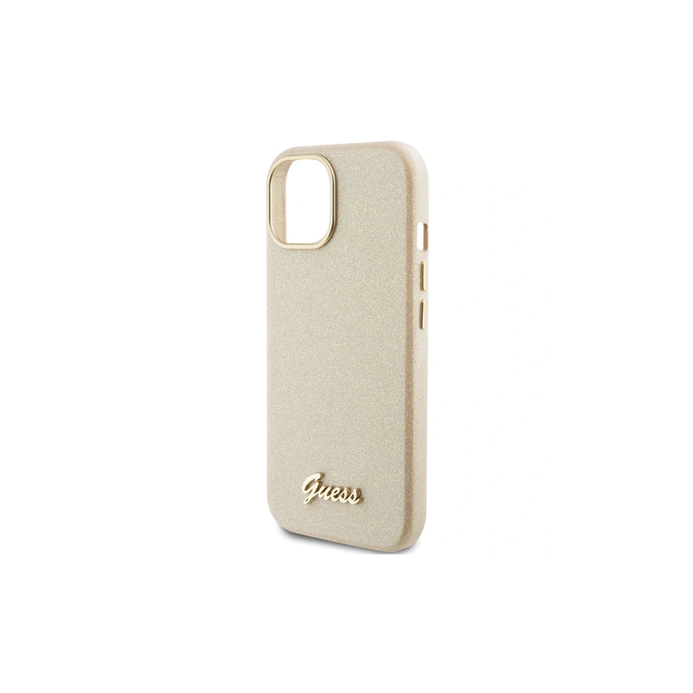Wholesale Guess GUHCP15SPGMCSD Apple iPhone 15 hardcase Glitter Glossy Script light gold - GUE2962 - {ean13} - Hurt