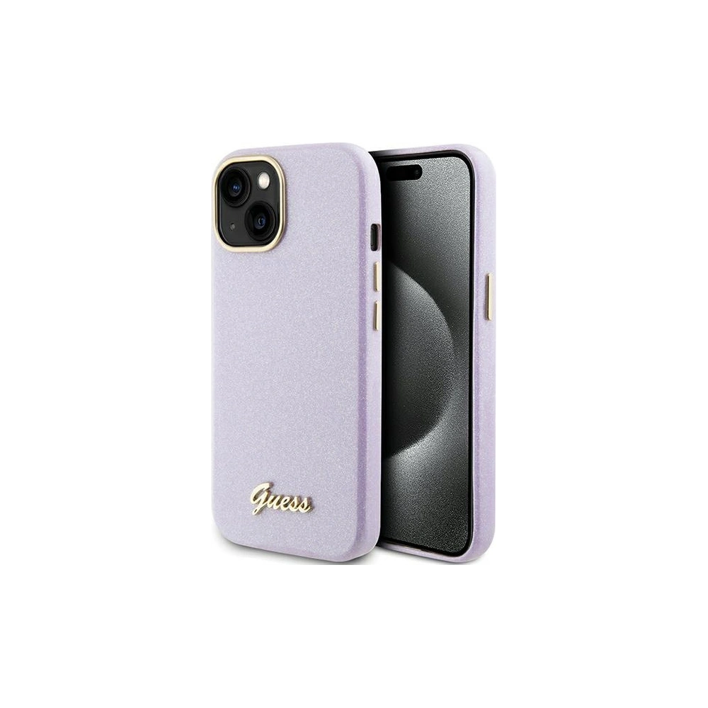 Wholesale Guess GUHCP15SPGMCSL Apple iPhone 15 hardcase Glitter Glossy Script lilac - GUE2963 - {ean13} - Hurt