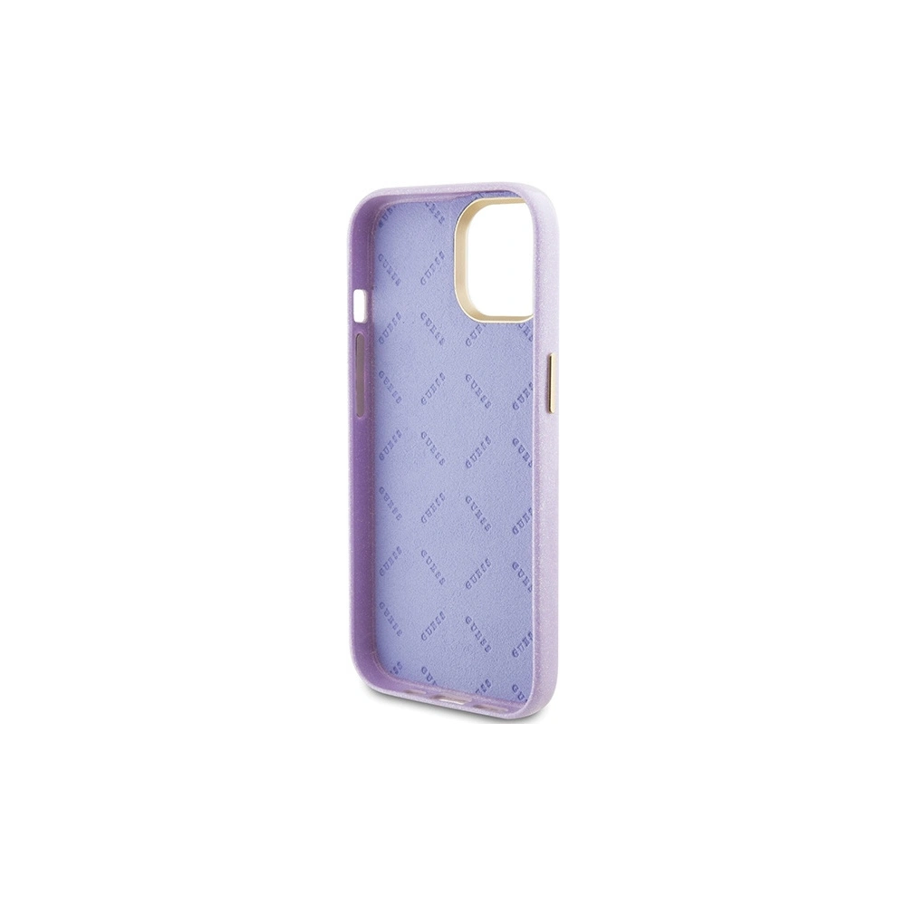 Wholesale Guess GUHCP15SPGMCSL Apple iPhone 15 hardcase Glitter Glossy Script lilac - GUE2963 - {ean13} - Hurt