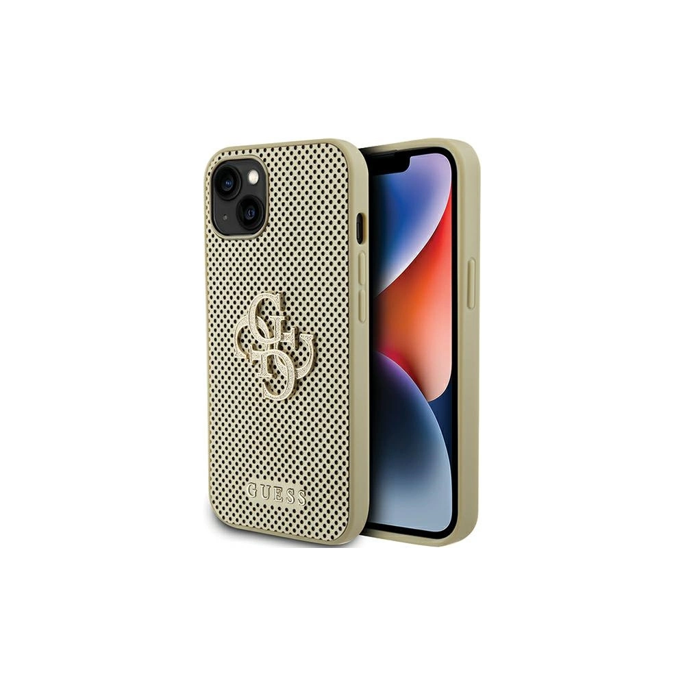 Case Guess GUHCP15SPSP4LGD Apple iPhone 15 Hardcase Perforated 4G Glitter gold