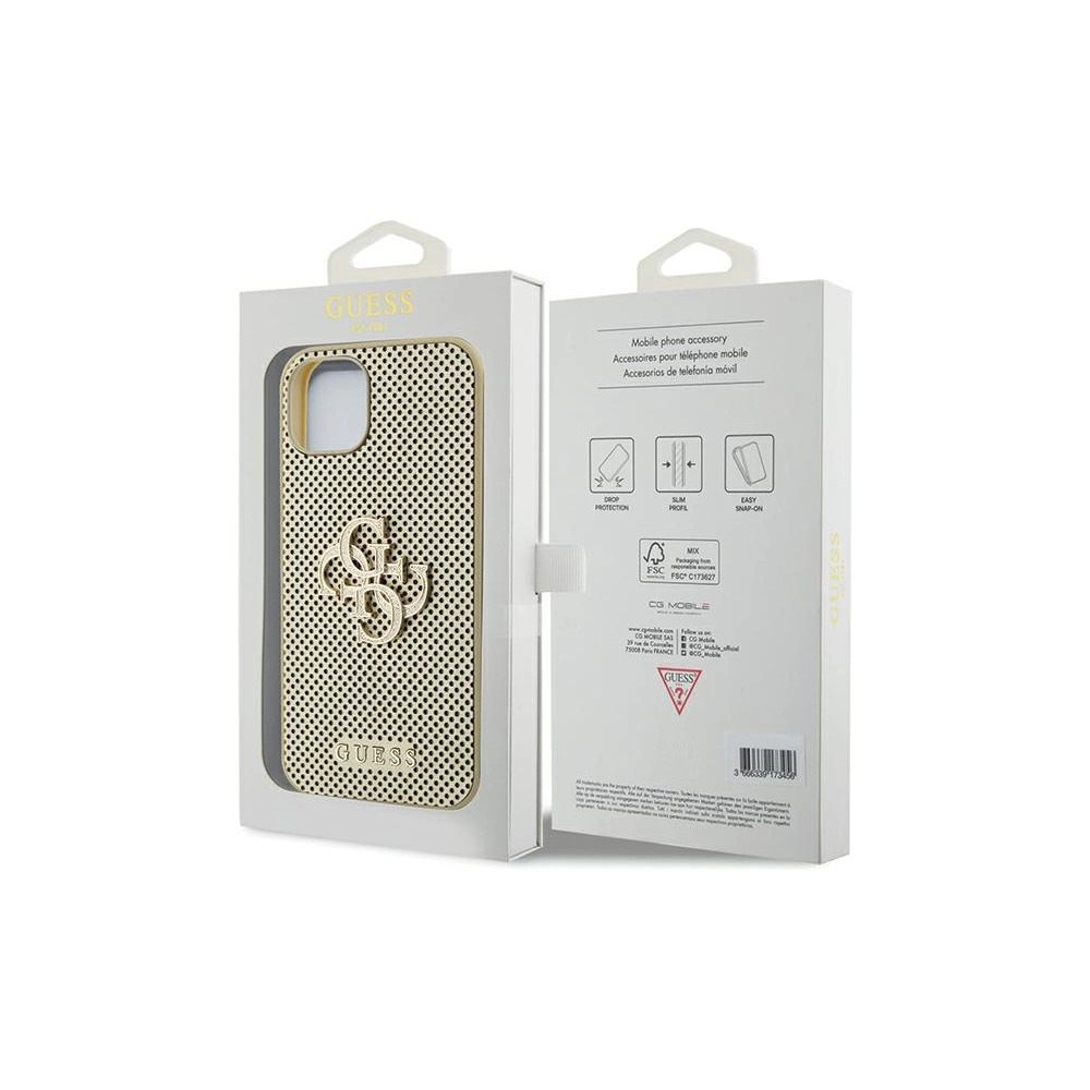 Case Guess GUHCP15SPSP4LGD Apple iPhone 15 Hardcase Perforated 4G Glitter gold