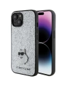 Case Karl Lagerfeld KLHCP15SGCNPSG Apple iPhone 15 Hardcase Fixed Glitter Choupette Logo Metall-Pin silber/silver