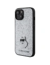 Case Karl Lagerfeld KLHCP15SGCNPSG Apple iPhone 15 Hardcase Fixed Glitter Choupette Logo Metall-Pin silber/silver