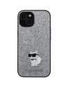 Etui Karl Lagerfeld KLHCP15SGCNPSG Apple iPhone 15 hardcase Fixed Glitter Choupette Logo Metal Pin argintiu/silver