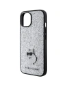 Case Karl Lagerfeld KLHCP15SGCNPSG Apple iPhone 15 Hardcase Fixed Glitter Choupette Logo Metall-Pin silber/silver