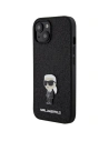 Case Karl Lagerfeld KLHCP15SGKNPSK Apple iPhone 15 Hartschale Fixed Glitter Ikonik Logo Metal Pin schwarz/black