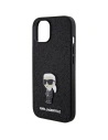 Case Karl Lagerfeld KLHCP15SGKNPSK Apple iPhone 15 Hartschale Fixed Glitter Ikonik Logo Metal Pin schwarz/black