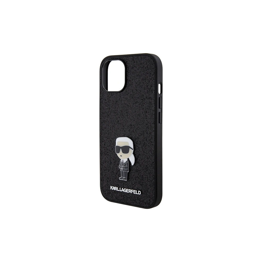 Etui Karl Lagerfeld KLHCP15SGKNPSK Apple iPhone 15 hardcase Fixed Glitter Ikonik Logo Metal Pin negru/black