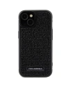 Case Karl Lagerfeld KLHCP15SHDSPLK Apple iPhone 15 Hardcase mit Rhinestone-Logo und Metallplatte schwarz/black