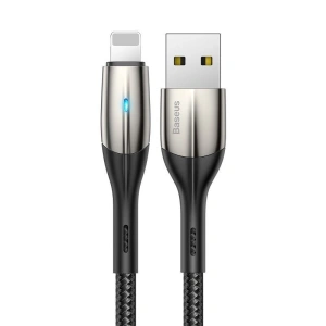 Baseus Horizontal Lightning Cable with LED Light 2m 2.4A Black