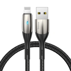 Baseus Horizontal Lightning Cable with LED Light 2m 2.4A Black