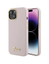 Case Guess GUHCP15SSMBSLP Apple iPhone 15 Hardcase Silikon Script Metall-Logo & Rahmen rosa/pink