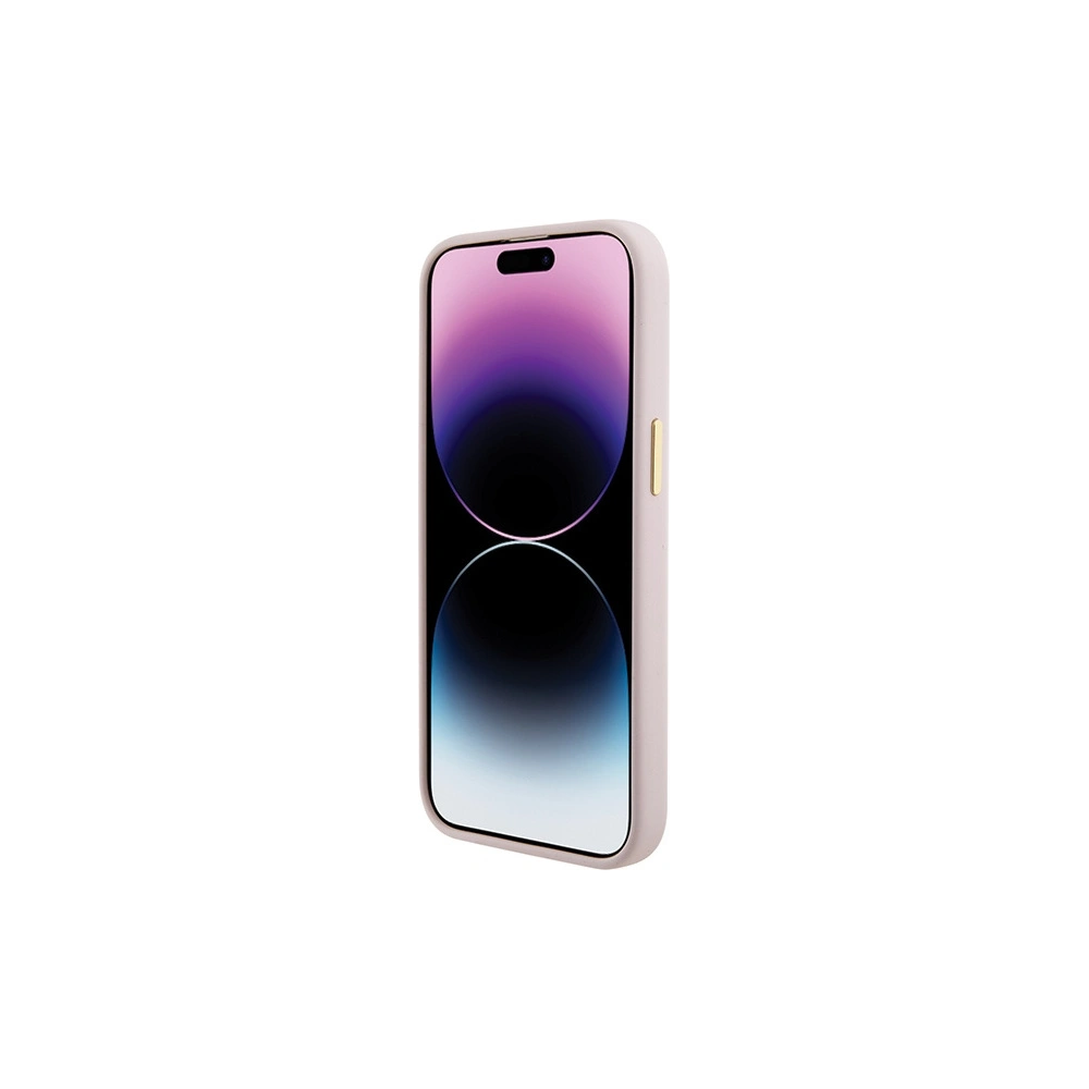 Etui Guess GUHCP15SSMBSLP Apple iPhone 15 hardcase Silicone Script Metal Logo & Frame różowy/pink