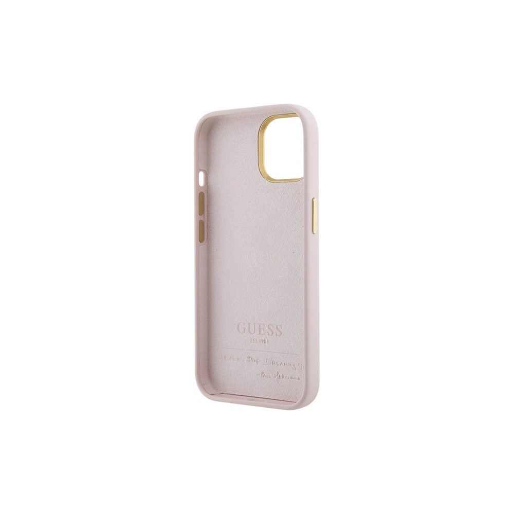 Etui Guess GUHCP15SSMBSLP Apple iPhone 15 hardcase Silicon Script Metal Logo & Frame roz/pink