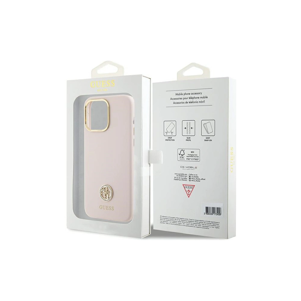 Wholesale Guess GUHCP15XM4DGPP Apple iPhone 15 Pro Max hardcase Silicone Logo Strass 4G pink - GUE2968 - {ean13} - Hurt