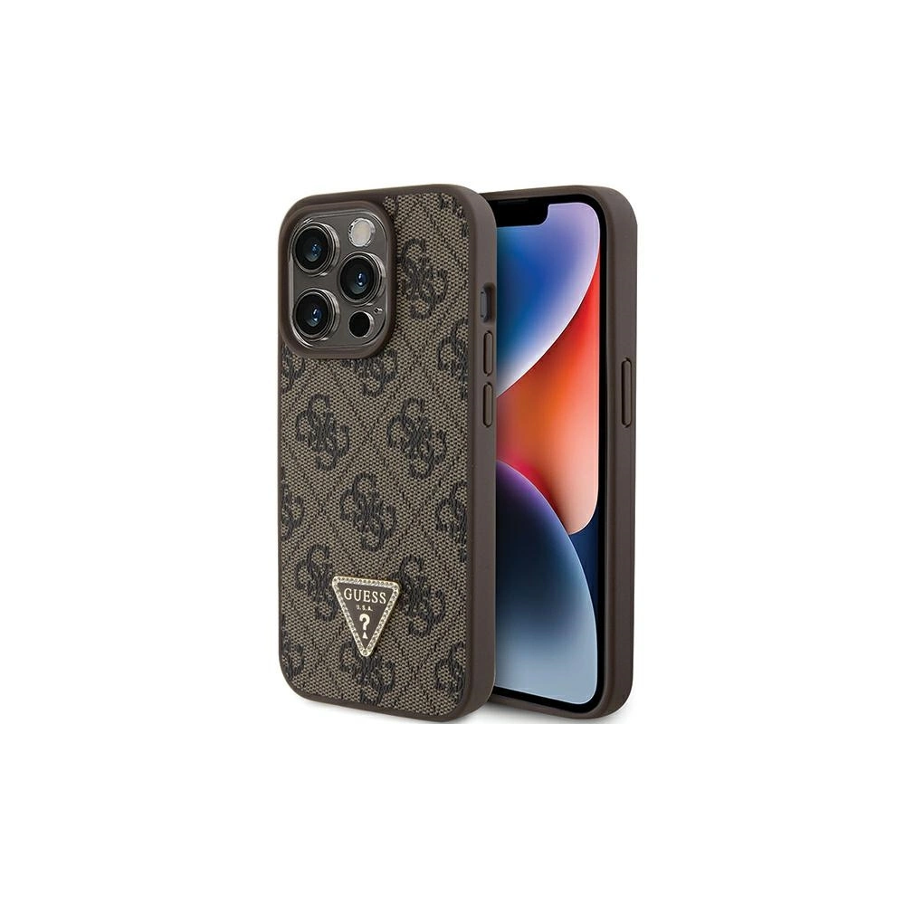 Hurtownia GSM - Etui Guess GUHCP15XP4TDPW Apple iPhone 15 Pro Max hardcase Leather 4G Triangle Strass hnědý/brown - GUE2969 - {ean13} - Hurt