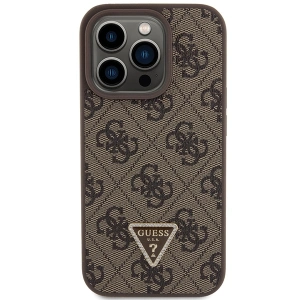 Wholesale Guess GUHCP15XP4TDPW Apple iPhone 15 Pro Max hardcase Leather 4G Triangle Strass brown - GUE2969 - {ean13} - Hurt
