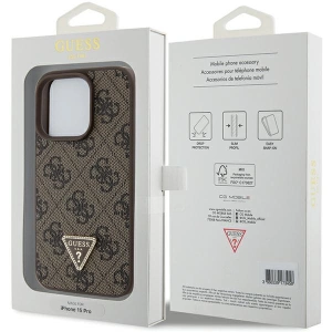 Wholesale Guess GUHCP15XP4TDPW Apple iPhone 15 Pro Max hardcase Leather 4G Triangle Strass brown - GUE2969 - {ean13} - Hurt