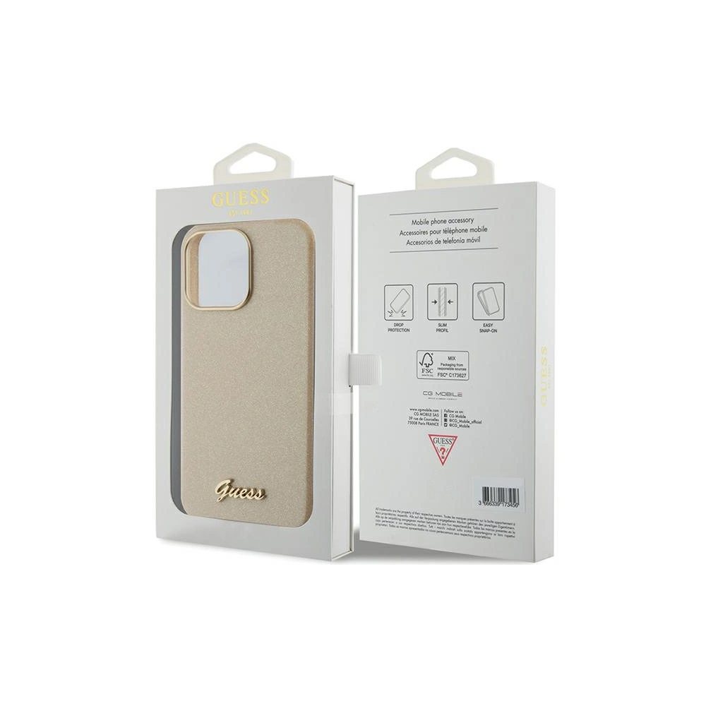 Wholesale Guess GUHCP15XPGMCSD Apple iPhone 15 Pro Max hardcase Glitter Glossy Script light gold - GUE2970 - {ean13} - Hurt