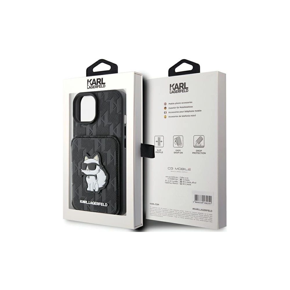 Etui Karl Lagerfeld KLHCP15SSAKCNSCK Apple iPhone 15 hardcase Saffiano Monogram Choupette negru/black