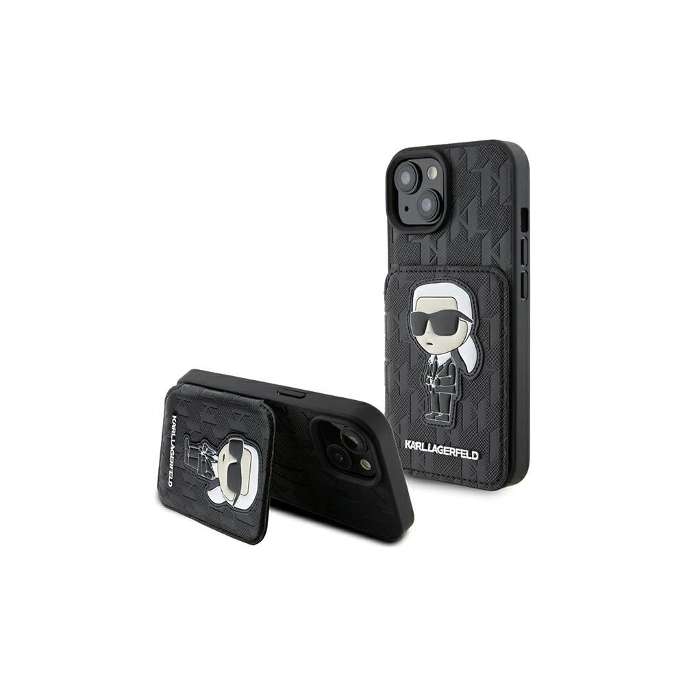 Etui Karl Lagerfeld KLHCP15SSAKKNSCK Apple iPhone 15 hardcase Saffiano Monogram Ikonik Patch černý/black