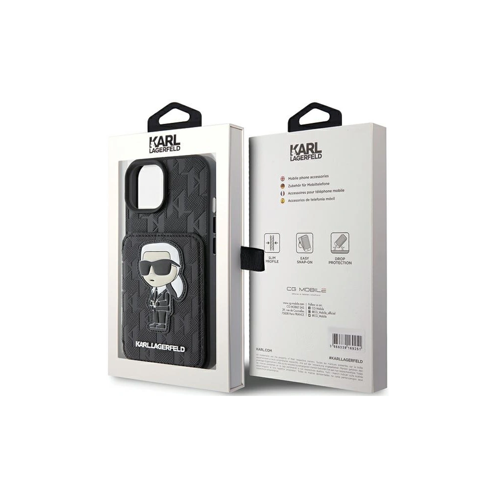 Etui Karl Lagerfeld KLHCP15SSAKKNSCK Apple iPhone 15 hardcase Saffiano Monogram Ikonik Patch černý/black