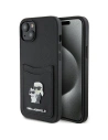 Etui Karl Lagerfeld KLHCP15SSAPKCNPK Apple iPhone 15 hardcase Saffiano Cardslot Karl&Choupette Metal Pin černý/black