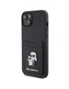 Case Karl Lagerfeld KLHCP15SSAPKCNPK Apple iPhone 15 Hardcase Saffiano Karten Slot Karl&Choupette Metall Pin schwarz/black