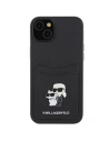 Case Karl Lagerfeld KLHCP15SSAPKCNPK Apple iPhone 15 Hardcase Saffiano Karten Slot Karl&Choupette Metall Pin schwarz/black