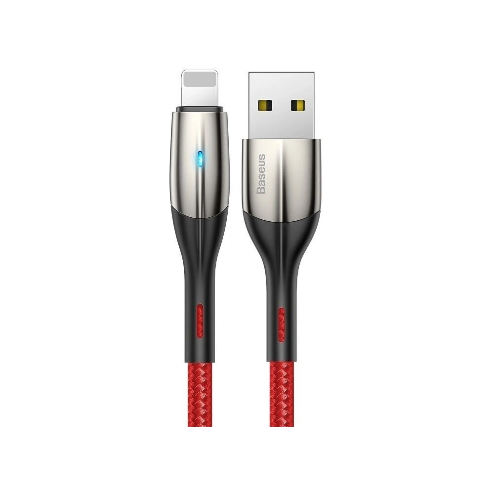 Hurtownia GSM - Kabel Lightning s LED diodou Baseus Horizontální 0.5m 2.4A (červený) - BSU433RED - {ean13} - Hurt