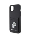 Case Karl Lagerfeld KLHCP15SSAPKCNPK Apple iPhone 15 Hardcase Saffiano Karten Slot Karl&Choupette Metall Pin schwarz/black