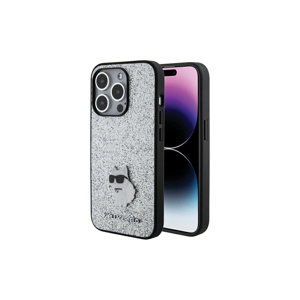 Hurtownia GSM - Etui Karl Lagerfeld KLHCP15XGCNPSG Apple iPhone 15 Pro Max hardcase Fixed Glitter Choupette Logo Metal Pin srebrny/silver - KLD1728 - {ean13} - Hurt
