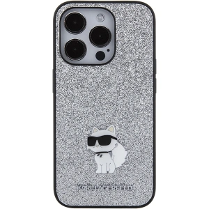 Wholesale Karl Lagerfeld KLHCP15XGCNPSG Apple iPhone 15 Pro Max hardcase Fixed Glitter Choupette Logo Metal Pin silver - KLD1728 - {ean13} - Hurt