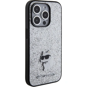 Wholesale Karl Lagerfeld KLHCP15XGCNPSG Apple iPhone 15 Pro Max hardcase Fixed Glitter Choupette Logo Metal Pin silver - KLD1728 - {ean13} - Hurt