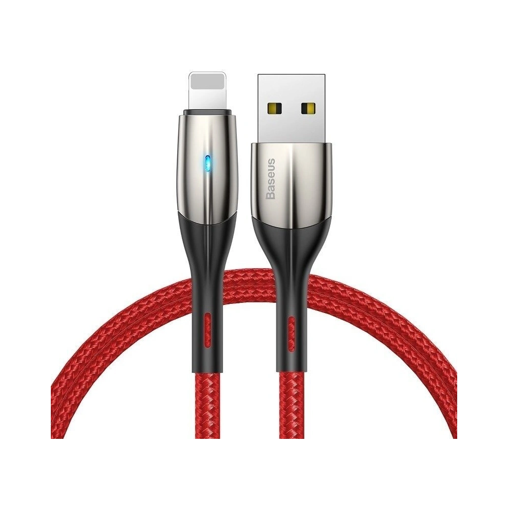 Hurtownia GSM - Kabel Lightning s LED diodou Baseus Horizontální 0.5m 2.4A (červený) - BSU433RED - {ean13} - Hurt
