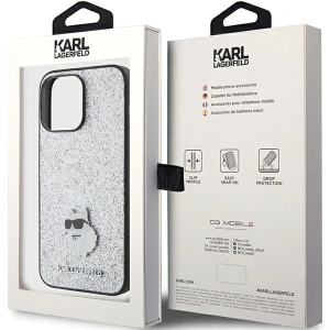 Wholesale Karl Lagerfeld KLHCP15XGCNPSG Apple iPhone 15 Pro Max hardcase Fixed Glitter Choupette Logo Metal Pin silver - KLD1728 - {ean13} - Hurt