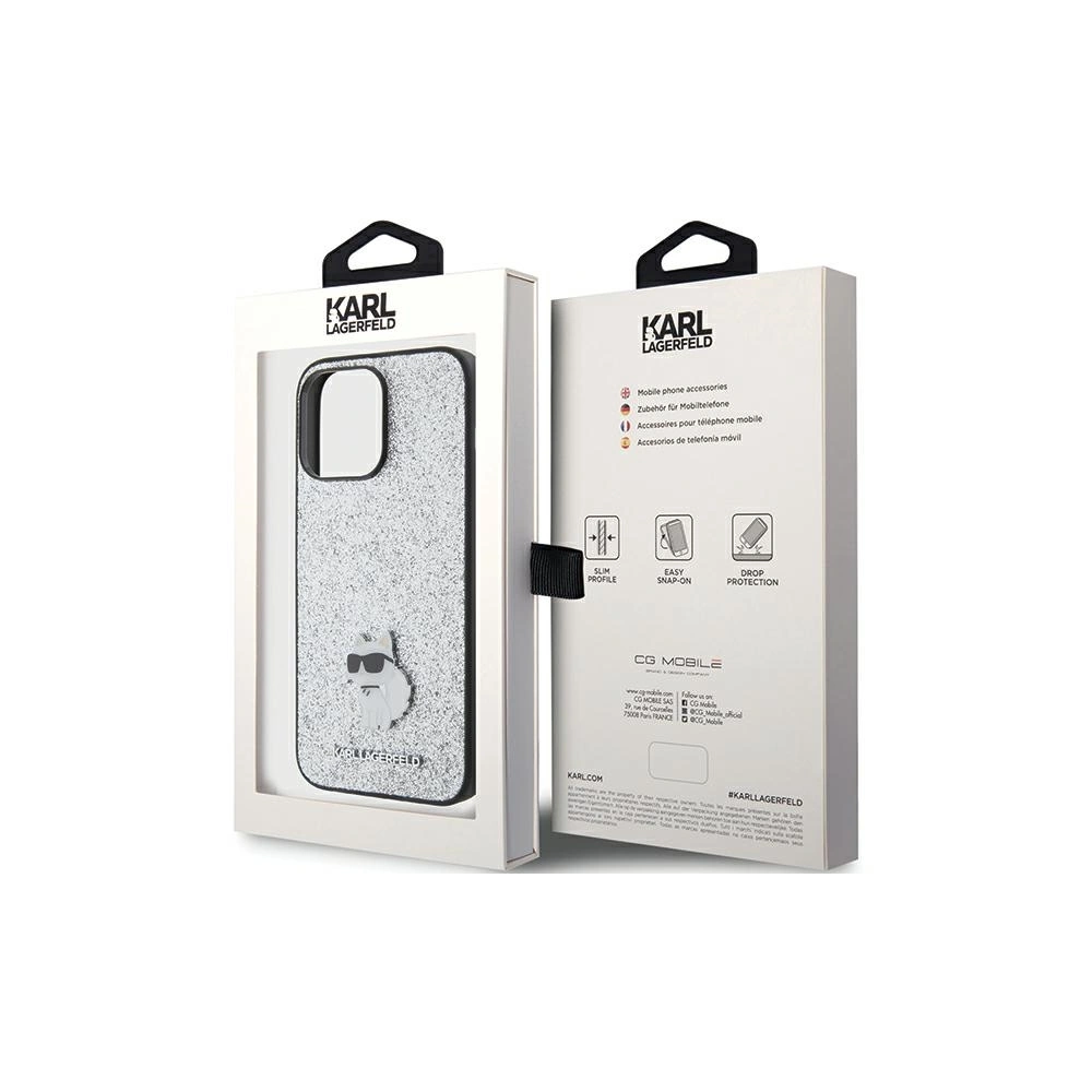 Hurtownia GSM - Etui Karl Lagerfeld KLHCP15XGCNPSG Apple iPhone 15 Pro Max hardcase Fixed Glitter Choupette Logo Metal Pin srebrny/silver - KLD1728 - {ean13} - Hurt