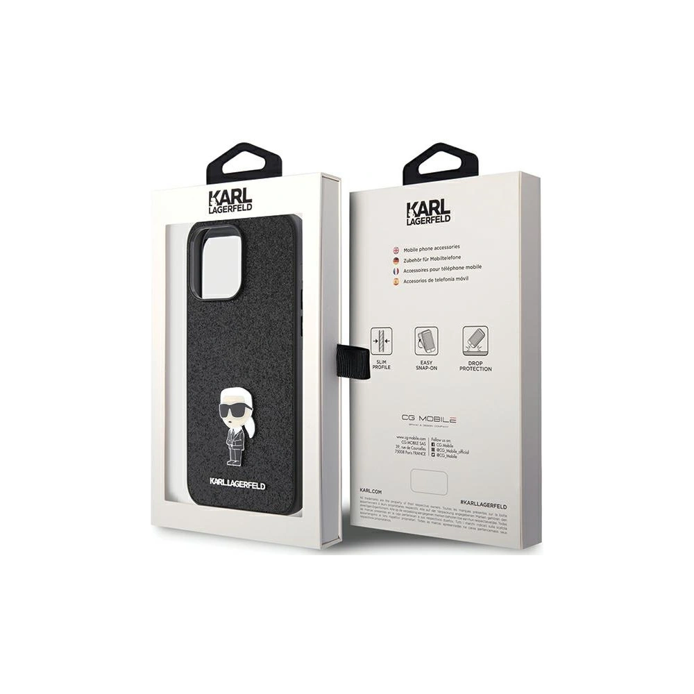 Hurtownia GSM - Etui Karl Lagerfeld KLHCP15XGKNPSK Apple iPhone 15 Pro Max hardcase Fixed Glitter Ikonik Logo Metal Pin černý/black - KLD1729 - {ean13} - Hurt