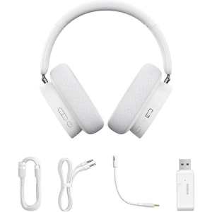 Gamingowe bezprzewodowe słuchawki Baseus AeQur GH02 2.4G / BT 5.3 / jack 3.5mm (białe)
