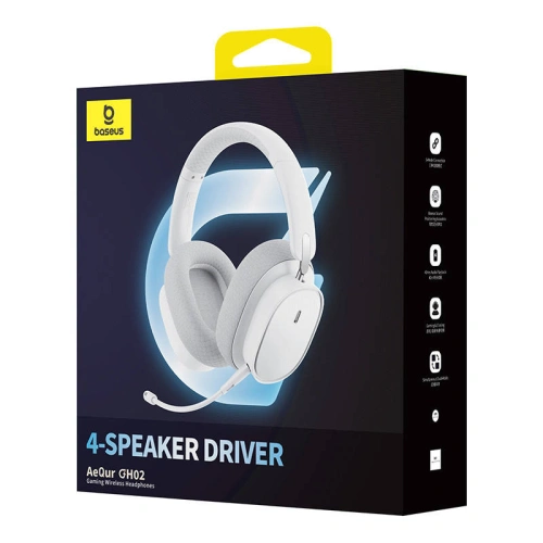 Gamingowe bezprzewodowe słuchawki Baseus AeQur GH02 2.4G / BT 5.3 / jack 3.5mm (białe)