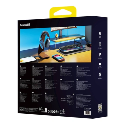 Gamingowe bezprzewodowe słuchawki Baseus AeQur GH02 2.4G / BT 5.3 / jack 3.5mm (białe)