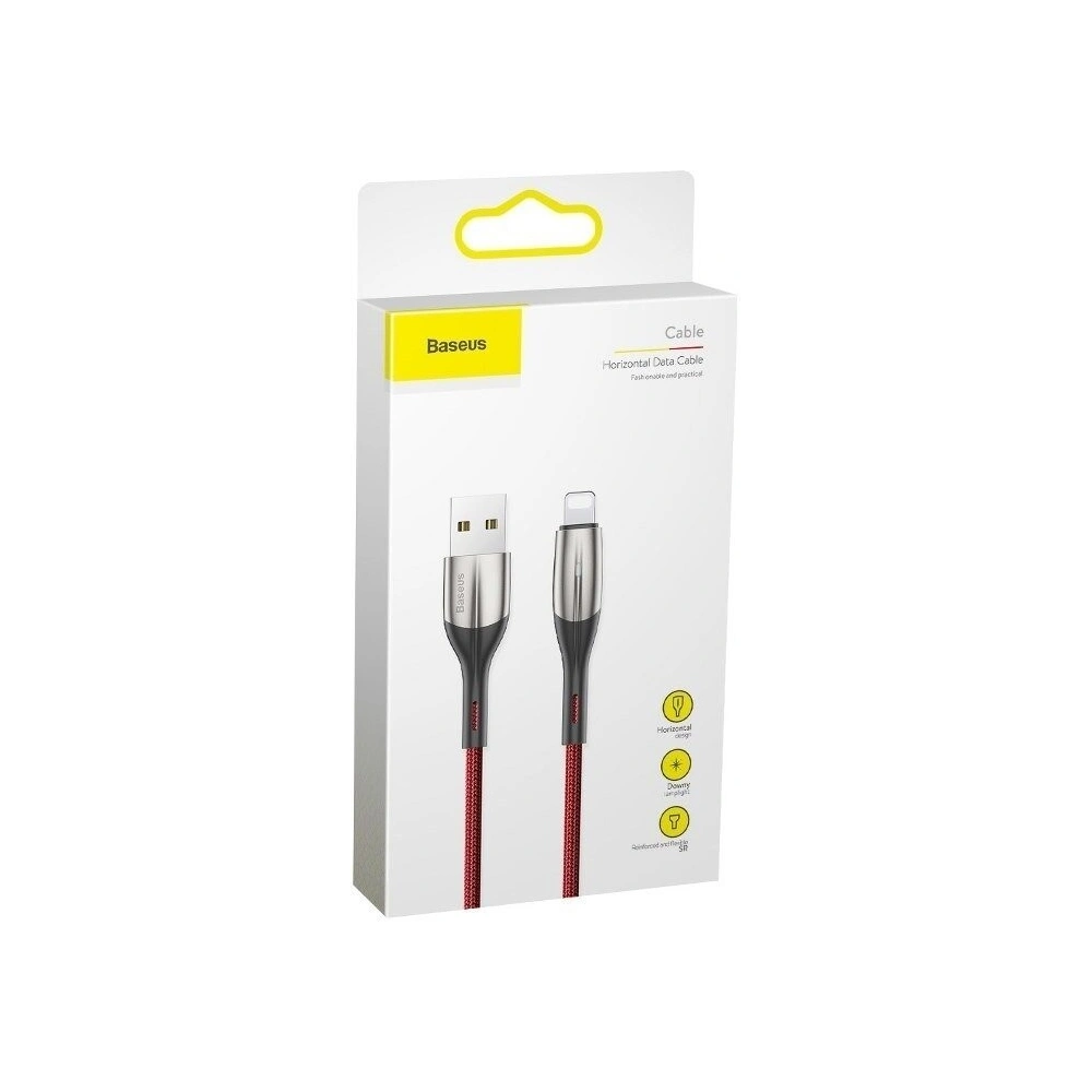 Hurtownia GSM - Kabel Lightning s LED diodou Baseus Horizontální 0.5m 2.4A (červený) - BSU433RED - {ean13} - Hurt