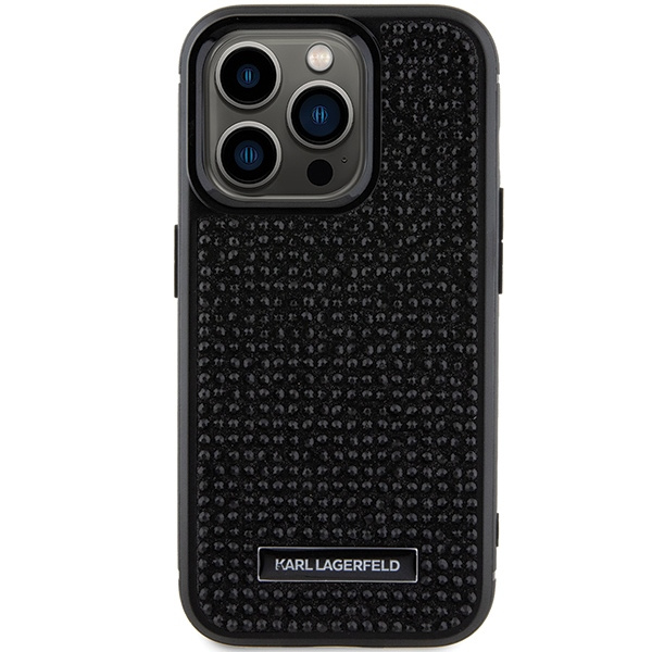 Kryt Karl Lagerfeld KLHCP15XHDSPLK Apple iPhone 15 Pro Max hardcase Rhinestone Logo Metal Plate black