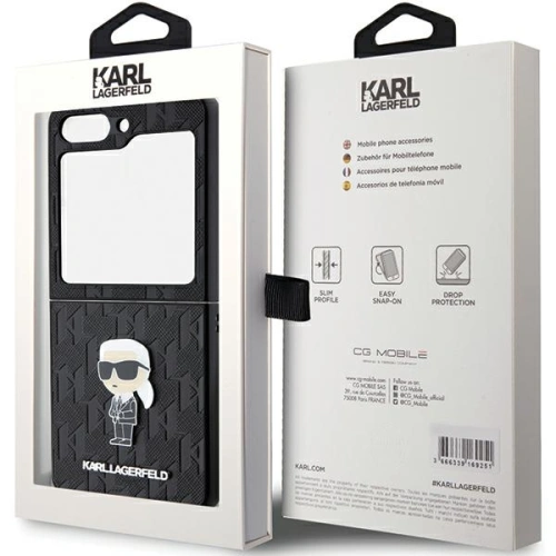 Etui Karl Lagerfeld KLHCZF5SAPKINPK Samsung Galaxy Z Flip5 hardcase Saffiano Monogram Ikonik Pin czarny/black