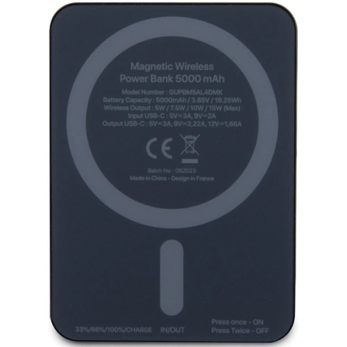 Powerbank indukcyjny Karl Lagerfeld KLPBM5KIOTTGK 15W 5000mAh Outline Ikonik MagSafe czarny/black