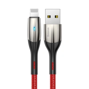 Baseus Horizontal Lightning Cable with LED Light 1m 2.4A Red